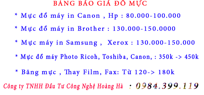 Báo Giá Mực Đổ Tận Nơi